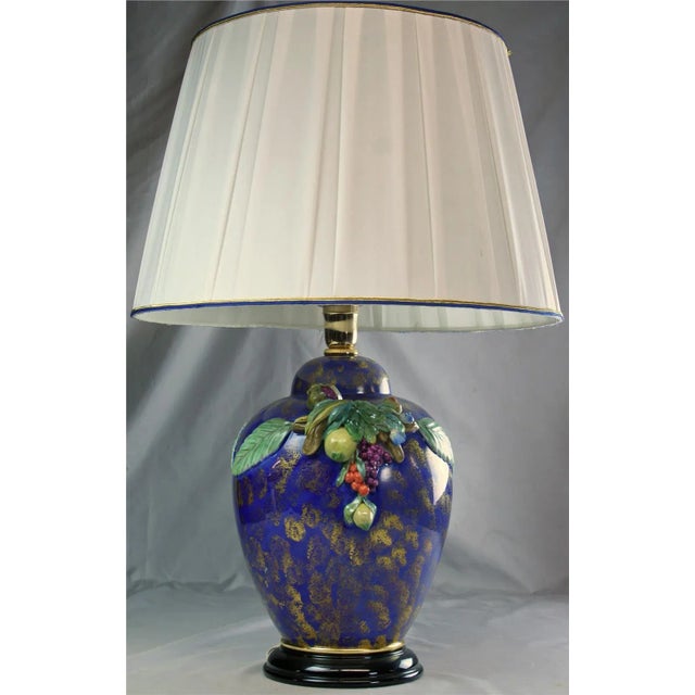 2010s Italian Hand-Painted Majolica Table Lamp For Sale - Image 5 of 13