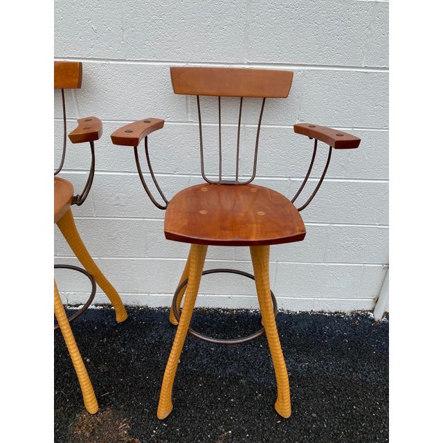 Vintage Handmade Bar Stools. Set of 3 Bar Stools . For Sale - Image 4 of 9