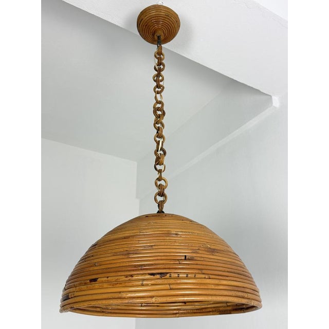 Mid-Century Italian Bamboo Pendant, 1960s For Sale - Image 9 of 9