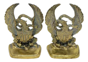 Vintage Golden Federal Eagle Cast Iron Bookends - a Pair