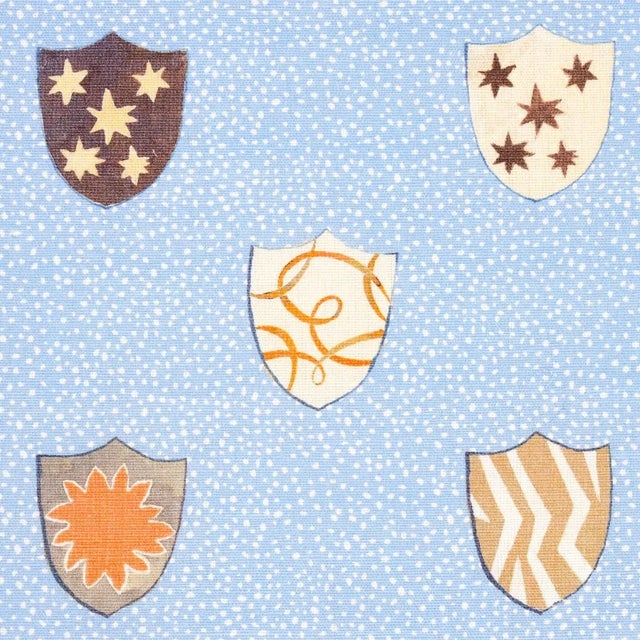 Happy Menocal Sample - Schumacher x Happy Menocal Heraldic Fabric In Oxford Blue For Sale - Image 4 of 6