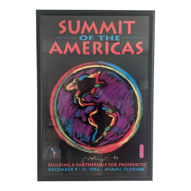 Peter Max Signed “Summit of the Americas” Poster, 1994 Miami For Sale