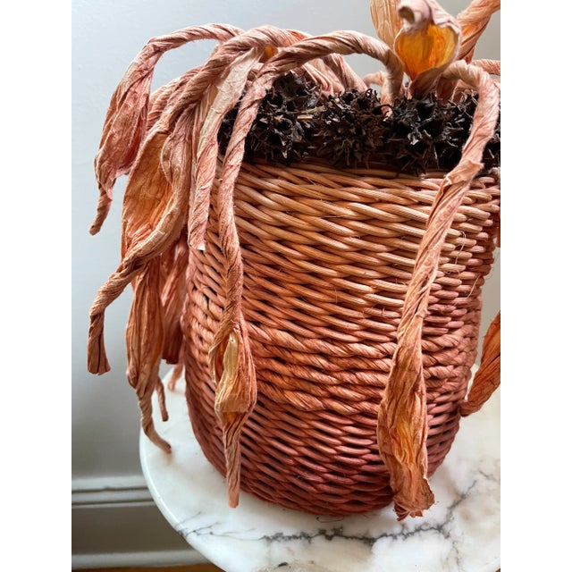 Folk Art Late 20th Century Folk Art Grass and Seed Pod Basket For Sale - Image 3 of 4