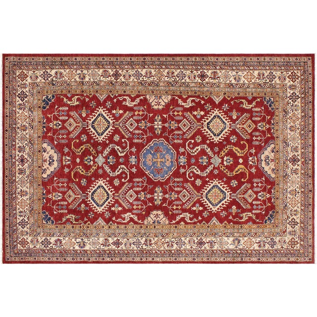 Southwestern Super Kazak Red/Beige Wool Rug - 8'10'' X 12'0'' For Sale - Image 9 of 10