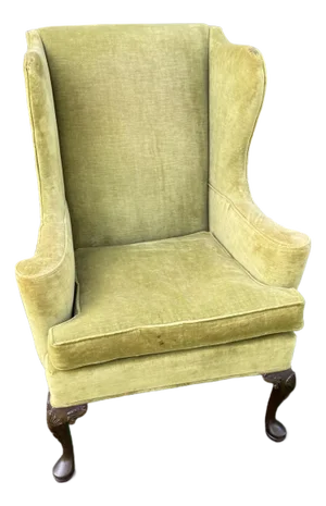 Hickory Chair Company Green Crushed Velvet Wingback Chair