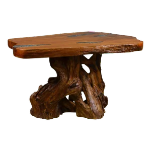 Live Edge Wood & Glass Inlaid Dining or Console Table