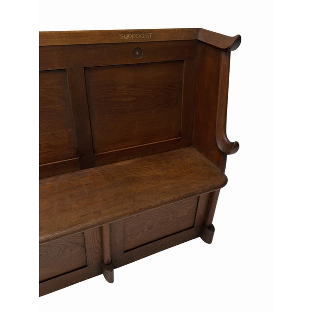 Art Deco Three-Seat Bench in Oak by Willem Penaat, 1920s For Sale - Image 16 of 17