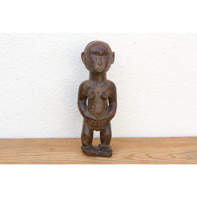 African Antique Baule Carved Wood Maternity Statue For Sale - Image 3 of 7