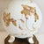 Gorgeous 1940s opalescent porcelain footed floral pearl lamp by Rosenthal hand painted in rich shades of gold and pink set...