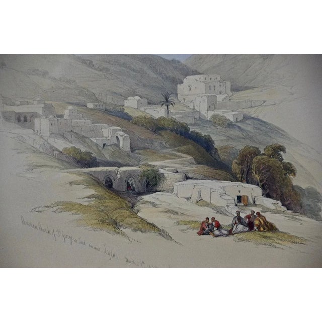 This duotone tinted lithograph with additional hand-coloring is entitled "Christian Church of St. George, at Lud Ancient,...