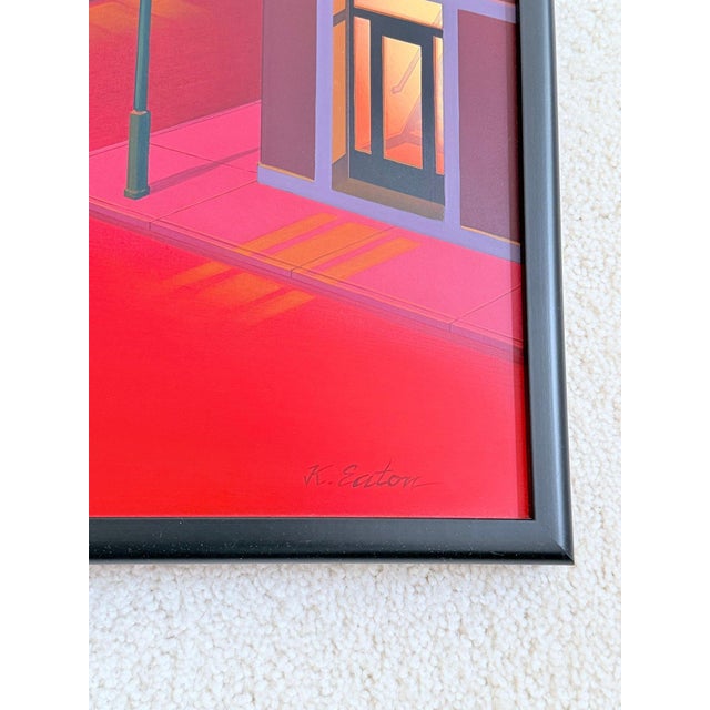 Mid-Century Modern 1994 Kathleen Eaton "The Roof Tops" Hand-Embellished Oil Serigraph on Board – Imagined Chicago Scene (Ed. 22/44) For Sale - Image 3 of 5