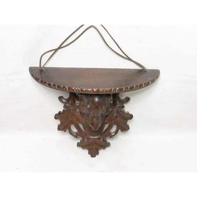 Rustic Antique Black Forest King Charles Spaniel Wall Shelf For Sale - Image 3 of 12