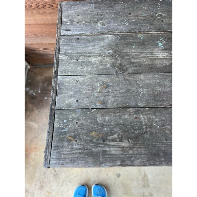 1960s 1960s Rustic Square Farm Table or Island, Vintage, Wooden For Sale - Image 5 of 12