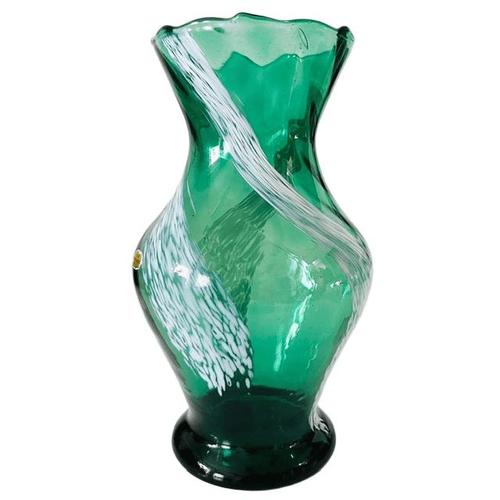 Mid 20th Century Mid-Century German Green and White Hand-Blown Glass Vase, 1960s For Sale - Image 5 of 8