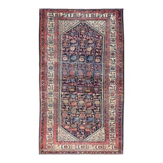 Antique Persian Hamadan Rug With Deep Indigo Field With Tribal Motifs 6'10 X 12'5 For Sale