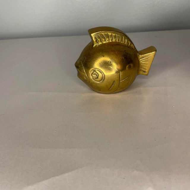 Figurative Vintage Brass Fish Figure For Sale - Image 3 of 6