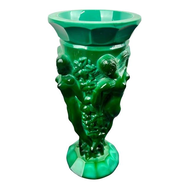 Curt Schlevogt Art Deco Malachite Glass Vase, 1930's For Sale