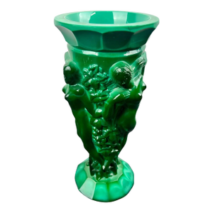 Curt Schlevogt Art Deco Malachite Glass Vase, 1930's