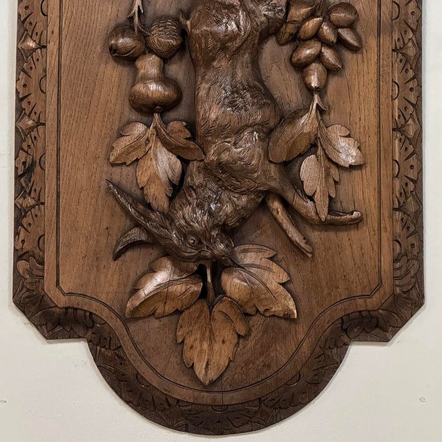 Wood Pair 19th Century Country French Hunt Style Hand-Carved Oak Plaques For Sale - Image 7 of 16