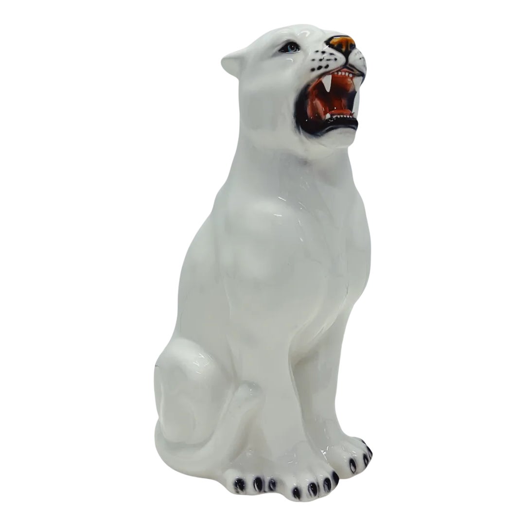 White Panther Statue in Ceramic from Ceramiche Boxer | Chairish
