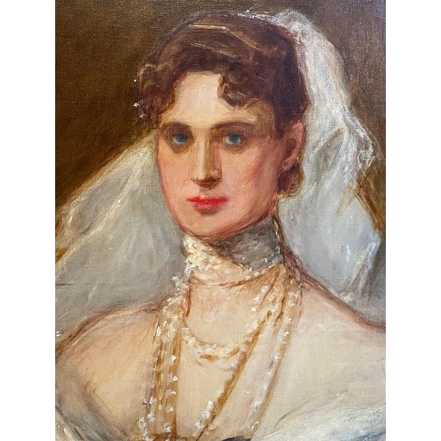 Edouard Dreyfus-Gonzales, Portrait of a Bride, Oil on Canvas For Sale - Image 3 of 14