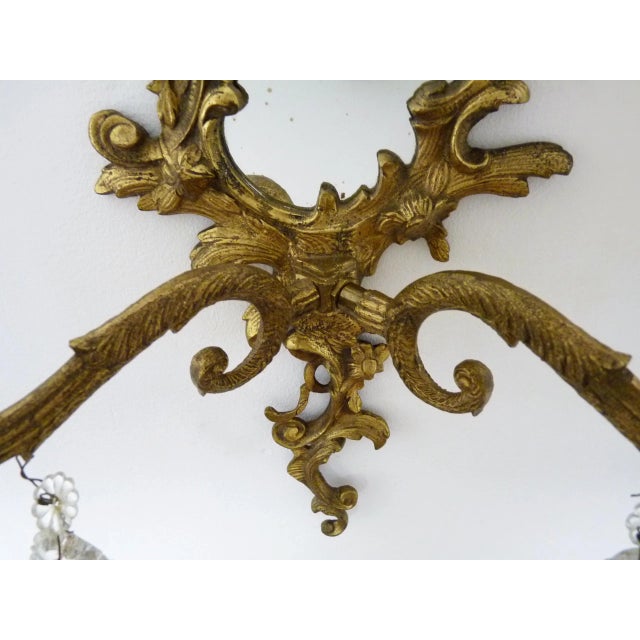 Gold Mirror Wall Light with Candleholders in Gilded Bronze, 1960s For Sale - Image 8 of 11