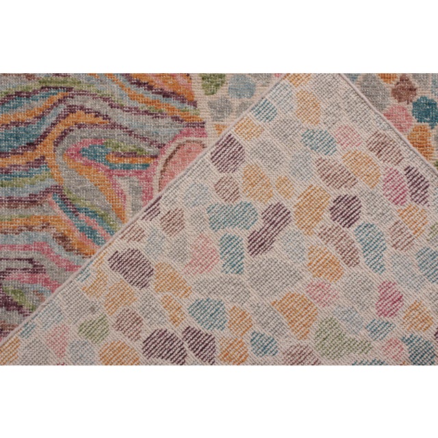 Rug & Kilim’s Distressed Style Modern Rug in Blue Geometric Pattern For Sale In New York - Image 6 of 7