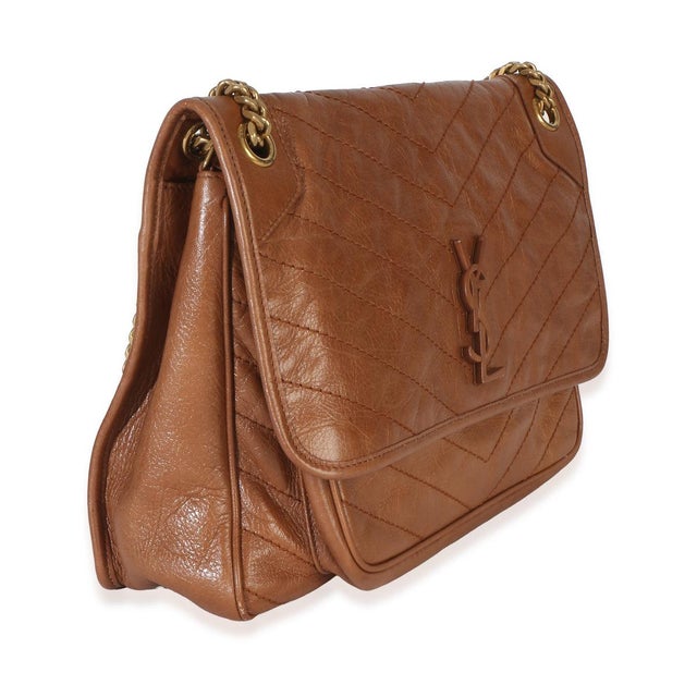 Contemporary Caramel Crinkled Calfskin Matelasse Medium Niki Chain Satchel For Sale - Image 3 of 9