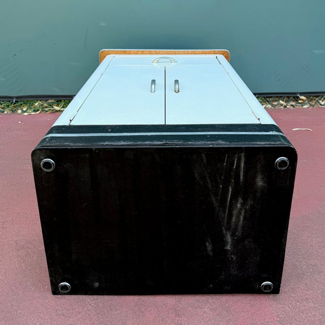 1940s Art Deco White Metal Utility Cabinet With Chrome Details For Sale - Image 17 of 17