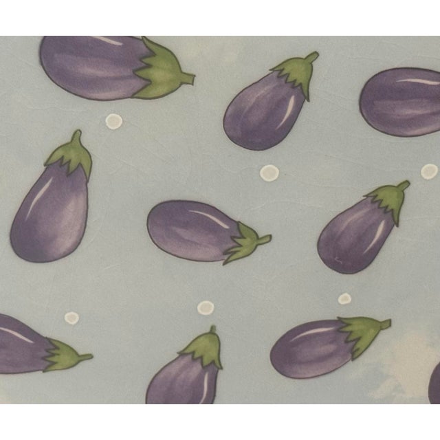 1990s Large Bois D’Arc Eggplant Serving Bowl by Heather Outlaw Kurpis for Essex Collection Portugal 14.5” For Sale - Image 12 of 12