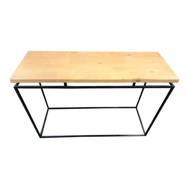 Modern Industrial Solid Wood & Black Metal Console Table/Entryway/Sofa Table For Sale
