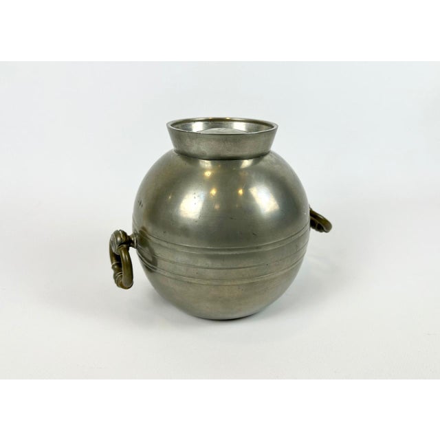 Swedish Art Deco Pewter Globe Vase with Handles from GAB, 1935 For Sale - Image 9 of 18