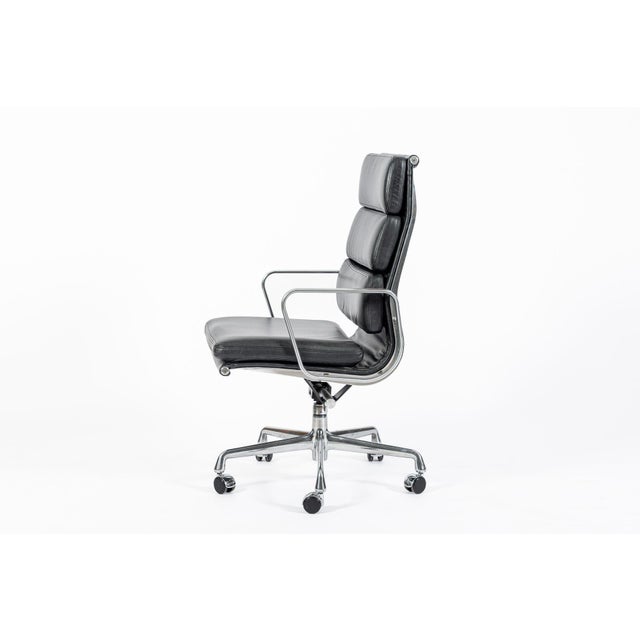 Herman Miller Eames for Herman Miller Tall Black Leather Desk Chair Soft Pad For Sale - Image 4 of 13