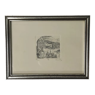 Original Etching Titled "想" (Idea) by Akio Yamao Signed and Numbered For Sale