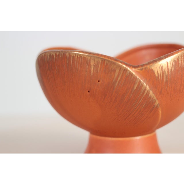 Orange 1963 Sun Glo Ceramic Pedestal Bowl by Inarco For Sale - Image 8 of 10