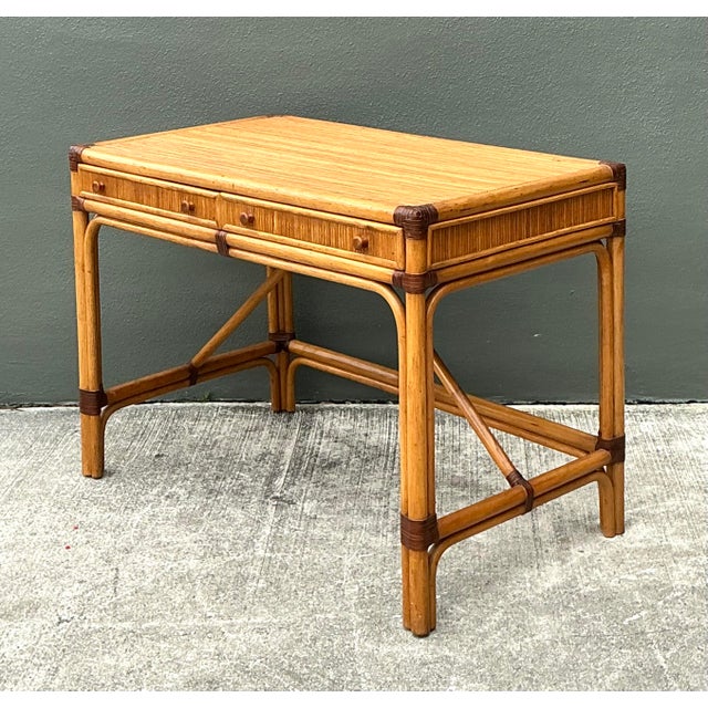Vintage Pencil Reed Writing Desk For Sale In West Palm - Image 6 of 12