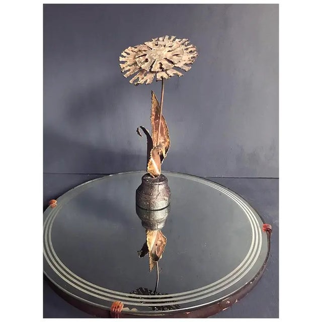 Mid-Century Modern 1970s Brutalist Flower Sculpture For Sale - Image 3 of 6