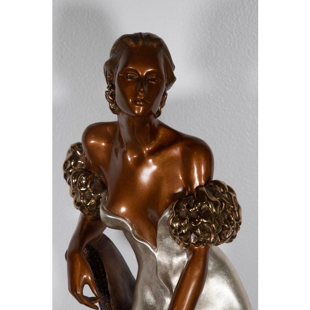 1980s 1980s Alice Riordan Art Deco Style Sculpture of an Woman - Signed and Numbered - 24" H For Sale - Image 5 of 7