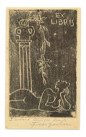 Ex Libris - Woman - Original Woodcut by M. Fingesten - Early 1900 Early 1900