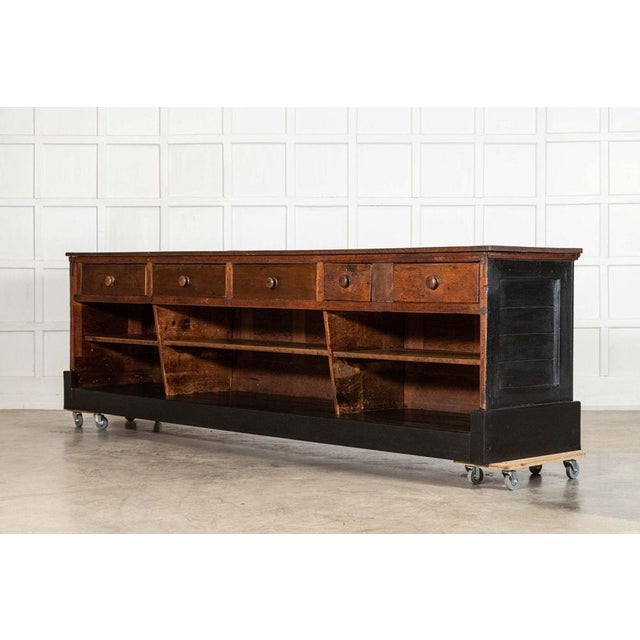 Late 19th Century English Ebonised Pine Haberdashery Shop Counter with Walnut Top, 1880s For Sale - Image 5 of 18