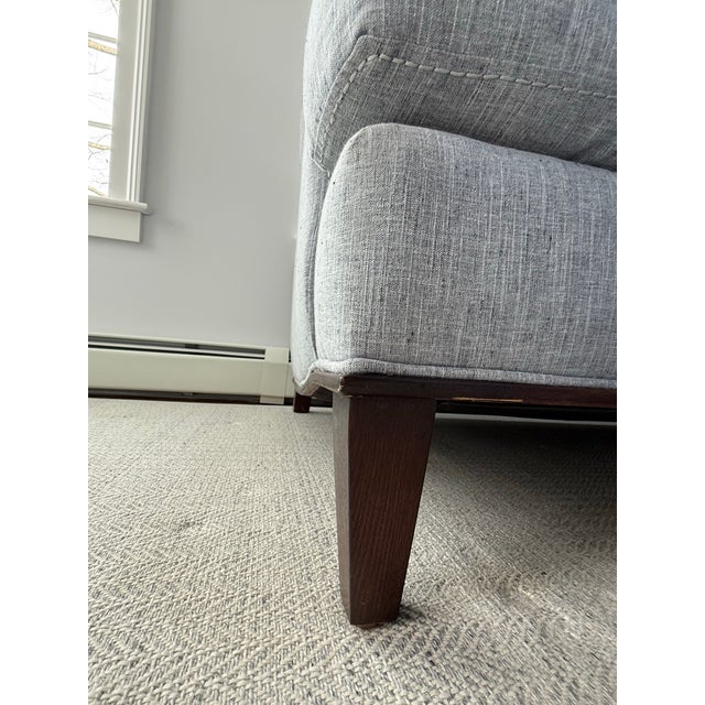 Wood Custom Lee Industries Sofa in Chariot Denim (Performance Fabric) For Sale - Image 7 of 12