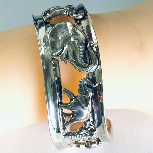 Vintage Kieselstein Cord Sterling Silver Elephant Cuff Bracelet For Sale - Image 9 of 10