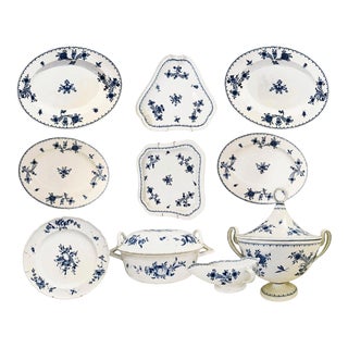 18th Century Blue and White Porcelain Serving Tureen and Platters, Vienna, Austria, Set of 10 For Sale