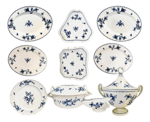 18th Century Blue and White Porcelain Serving Tureen and Platters, Vienna, Austria, Set of 10
