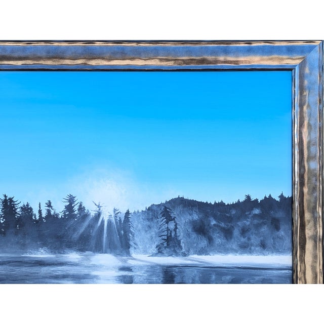 Bruce Herchenrader Contemporary Blue Toned Realistic Forested Lake Landscape Nature Painting, 2010 For Sale In Houston - Image 6 of 11