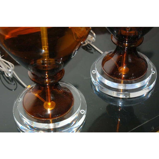 Metal Vintage Swedish Glass Lamps Brown For Sale - Image 7 of 9