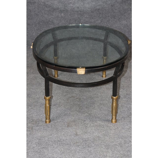 Metal 1970's Vintage Metal Glass and Brass Coffee Table For Sale - Image 7 of 8