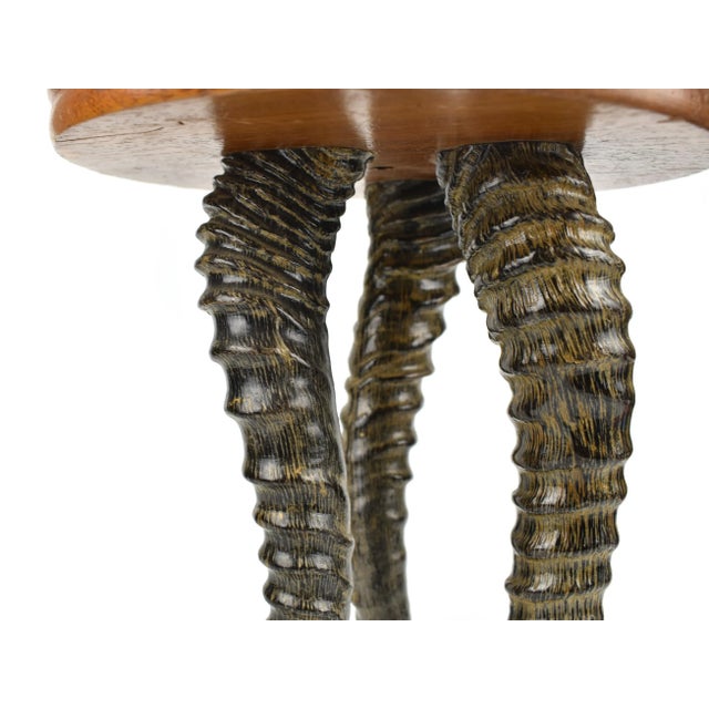 Wood Mid 20th Century Antelope Horns Tripod Pedestal Display Stand For Sale - Image 7 of 11