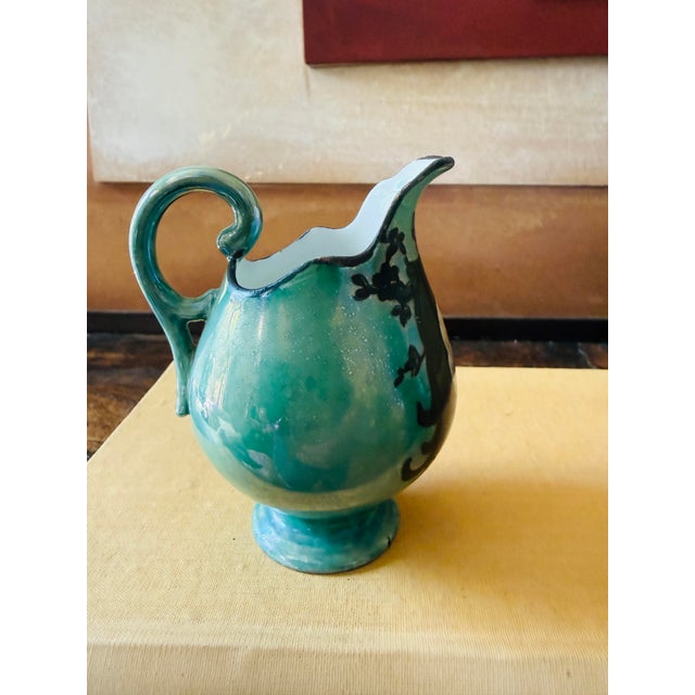 French Provincial Antique D&c Limoges France Portrait Creamer | Delinieres & Co Porcelain | 1894–1900 Hand Painted Portrait Pitcher Creamer For Sale - Image 3 of 10