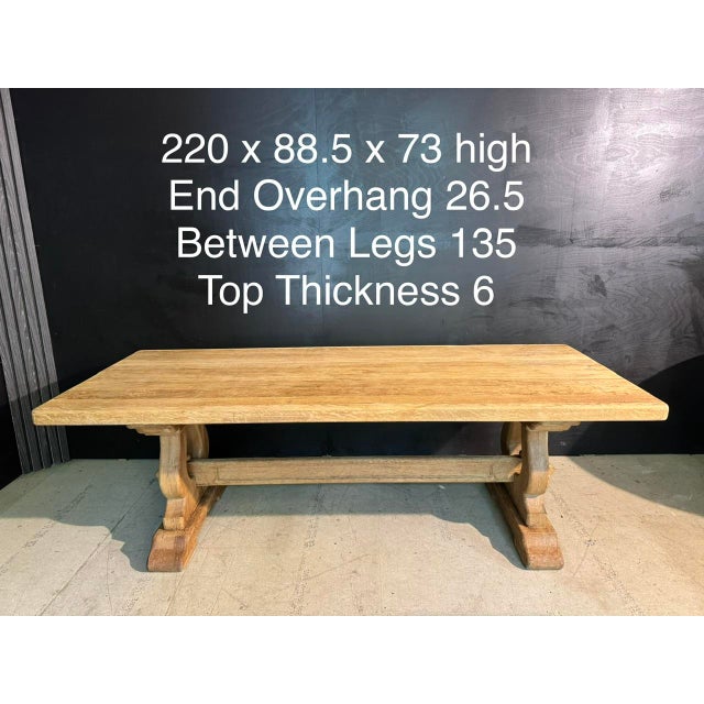 French Bleached Oak Farmhouse Dining Table, 1920s For Sale - Image 14 of 18